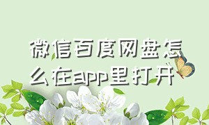 微信百度网盘怎么在app里打开