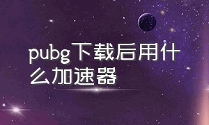 pubg下载后用什么加速器