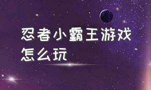 忍者小霸王游戏怎么玩