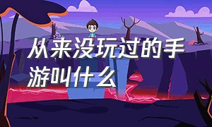 从来没玩过的手游叫什么