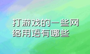 打游戏的一些网络用语有哪些