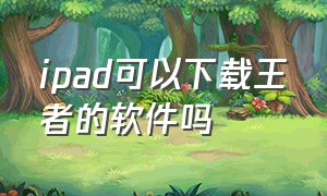 ipad可以下载王者的软件吗