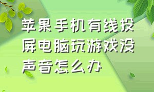 苹果手机有线投屏电脑玩游戏没声音怎么办