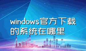 windows官方下载的系统在哪里