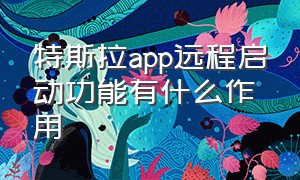 特斯拉app远程启动功能有什么作用