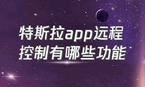 特斯拉app远程控制有哪些功能