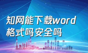 知网能下载word格式吗安全吗