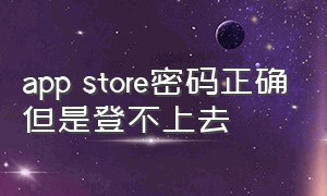 app store密码正确但是登不上去