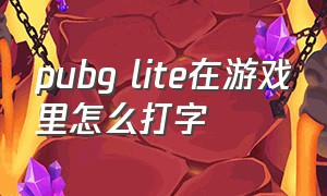 pubg lite在游戏里怎么打字