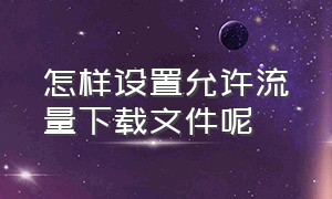 怎样设置允许流量下载文件呢