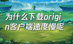 为什么下载origin客户端速度慢呢