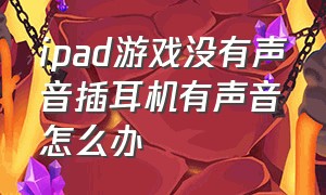 ipad游戏没有声音插耳机有声音怎么办