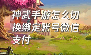 神武手游怎么切换绑定账号微信支付