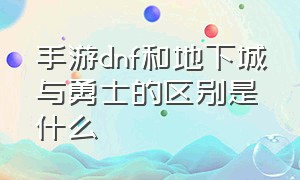 手游dnf和地下城与勇士的区别是什么