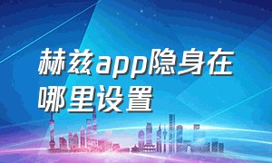 赫兹app隐身在哪里设置