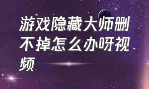 游戏隐藏大师删不掉怎么办呀视频