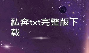 私奔txt完整版下载