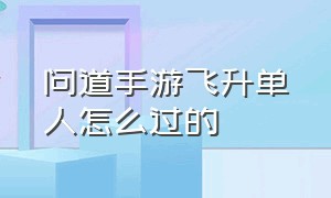 问道手游飞升单人怎么过的