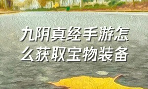 九阴真经手游怎么获取宝物装备