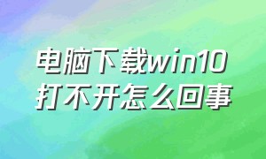 电脑下载win10打不开怎么回事