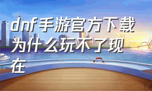 dnf手游官方下载为什么玩不了现在