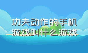 功夫动作的手机游戏叫什么游戏