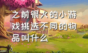 之前很火的小游戏挑选不同的物品叫什么