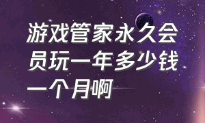 游戏管家永久会员玩一年多少钱一个月啊