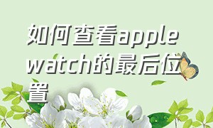 如何查看apple watch的最后位置