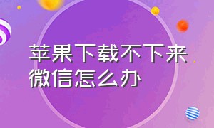 苹果下载不下来微信怎么办