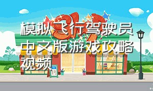 模拟飞行驾驶员中文版游戏攻略视频