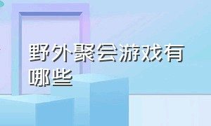 野外聚会游戏有哪些