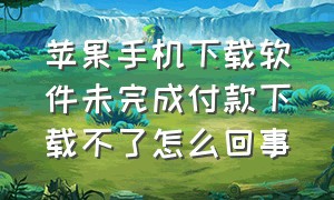 苹果手机下载软件未完成付款下载不了怎么回事