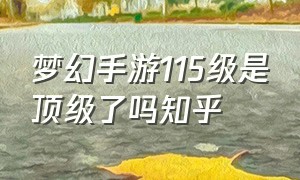 梦幻手游115级是顶级了吗知乎