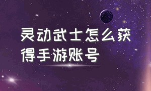 灵动武士怎么获得手游账号