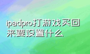 ipadpro打游戏买回来要设置什么