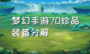 梦幻手游70珍品装备分解