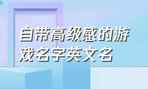 自带高级感的游戏名字英文名