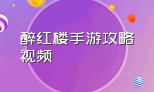 醉红楼手游攻略视频