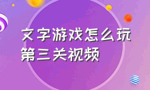 文字游戏怎么玩第三关视频