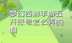 梦幻西游手游五开账号怎么弄的啊