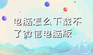 电脑怎么下载不了微信电脑版