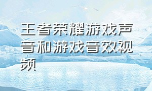 王者荣耀游戏声音和游戏音效视频