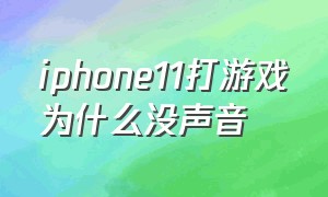 iphone11打游戏为什么没声音