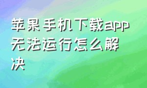 苹果手机下载app无法运行怎么解决