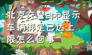 北京交警app显示车辆绑定已达上限怎么回事