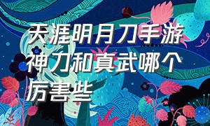 天涯明月刀手游神刀和真武哪个厉害些