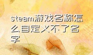 steam游戏名称怎么自定义不了名字