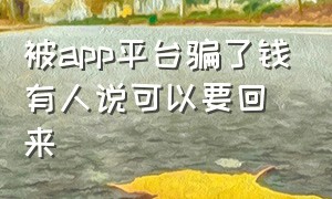 被app平台骗了钱有人说可以要回来