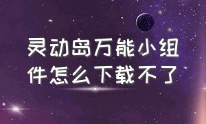 灵动岛万能小组件怎么下载不了